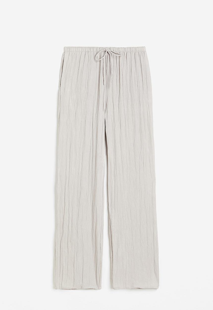 H&M - Crinkled loungewear trousers - light greige