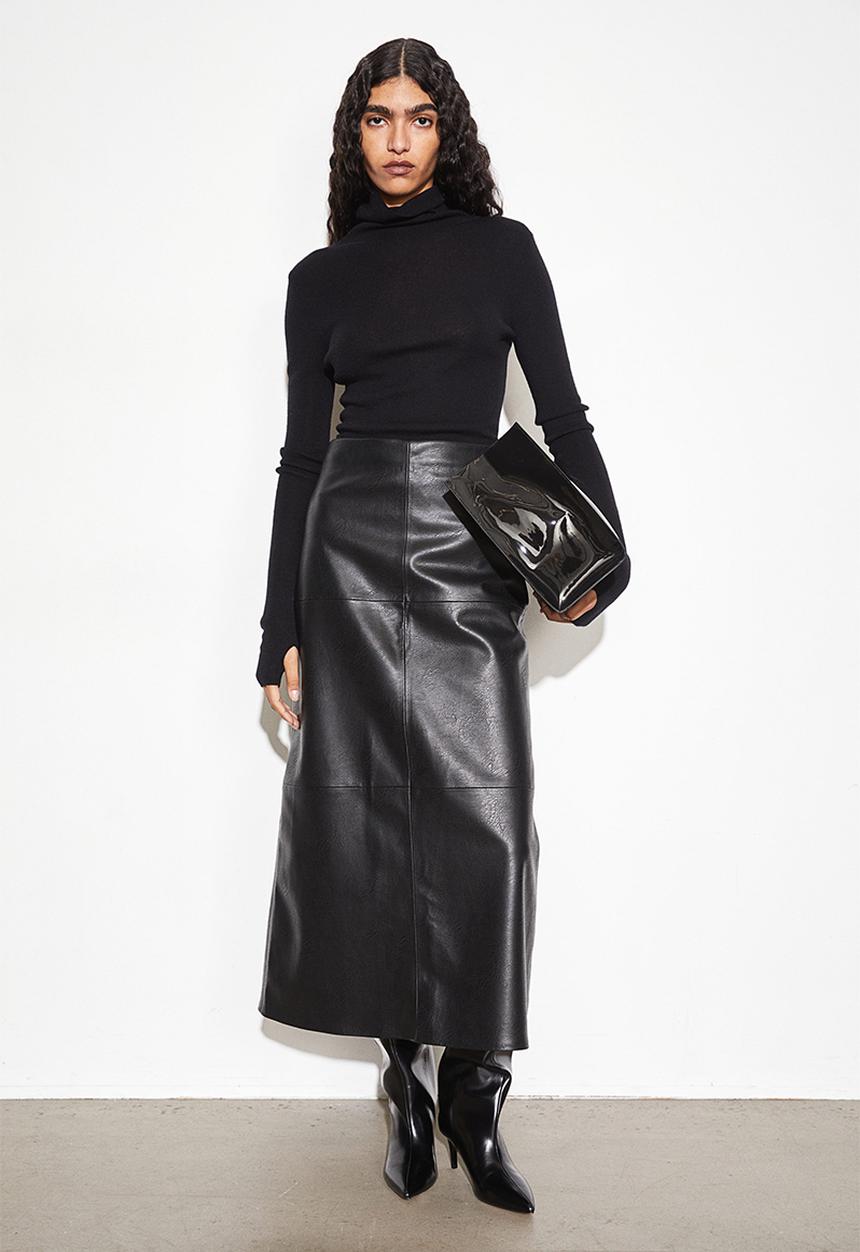 H&M - Coated skirt - black