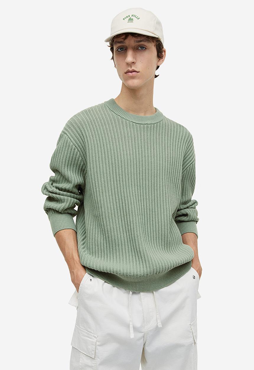 H&M - Loose fit rib-knit jumper - green