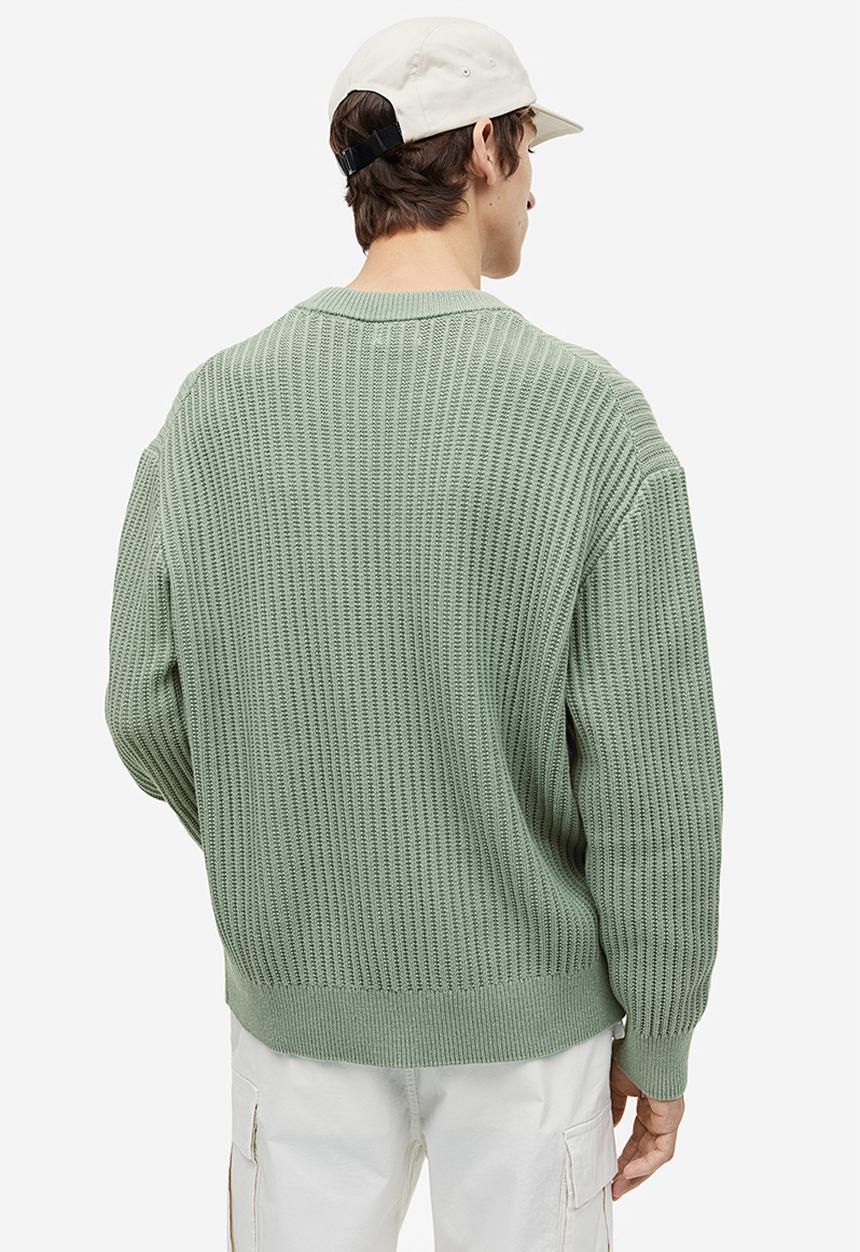 H&M - Loose fit rib-knit jumper - green