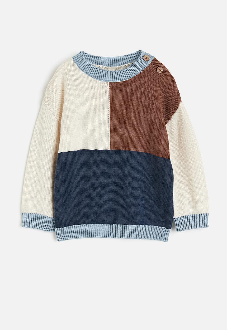 H&M - Cotton jumper - dark blue block-coloured