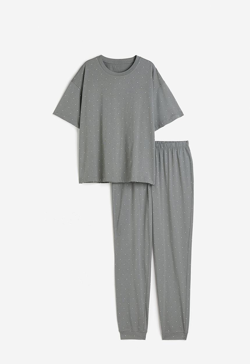 H&M - Jersey pyjamas - grey spotted