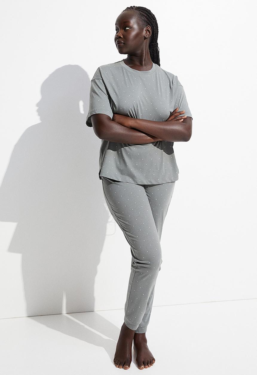 H&M - Jersey pyjamas - grey spotted