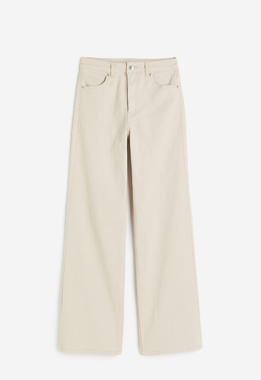 H&M - Wide twill trousers - light beige