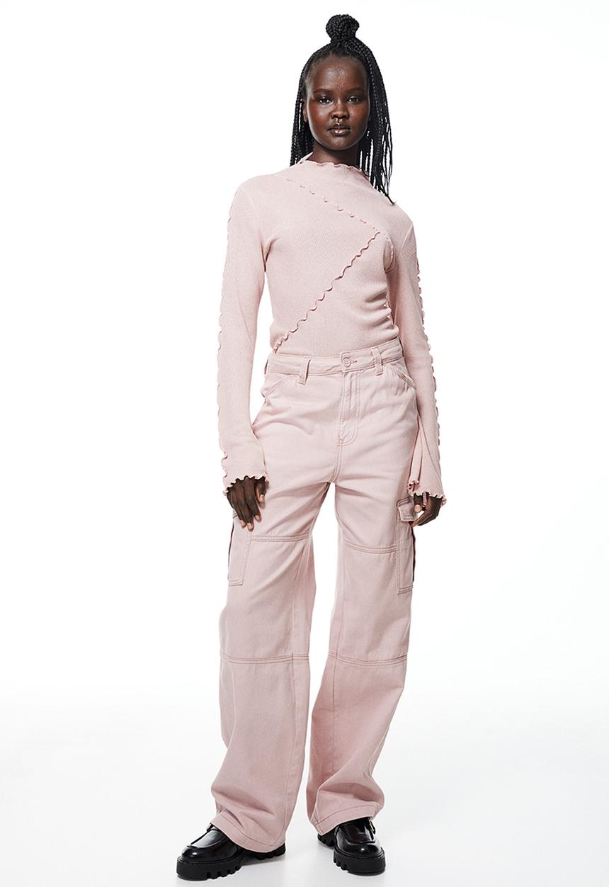 H&M - Twill cargo trousers - dusty pink
