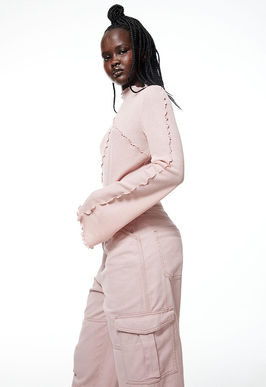 H&M - Twill cargo trousers - dusty pink