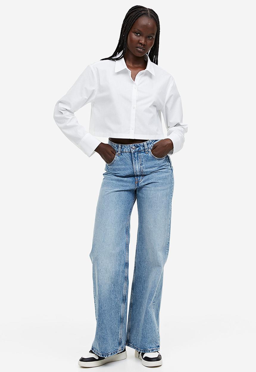 H&M - Cropped cotton shirt - white