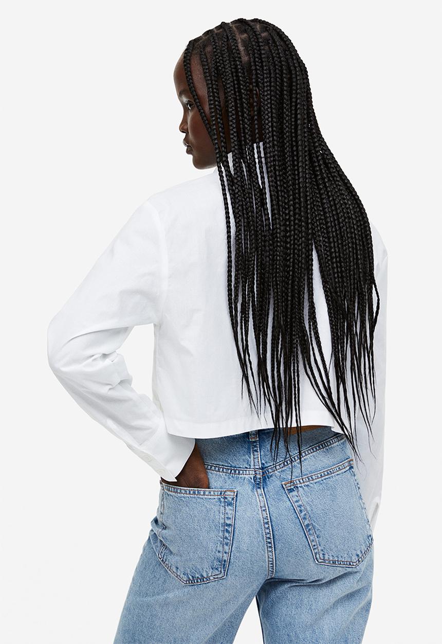 H&M - Cropped cotton shirt - white