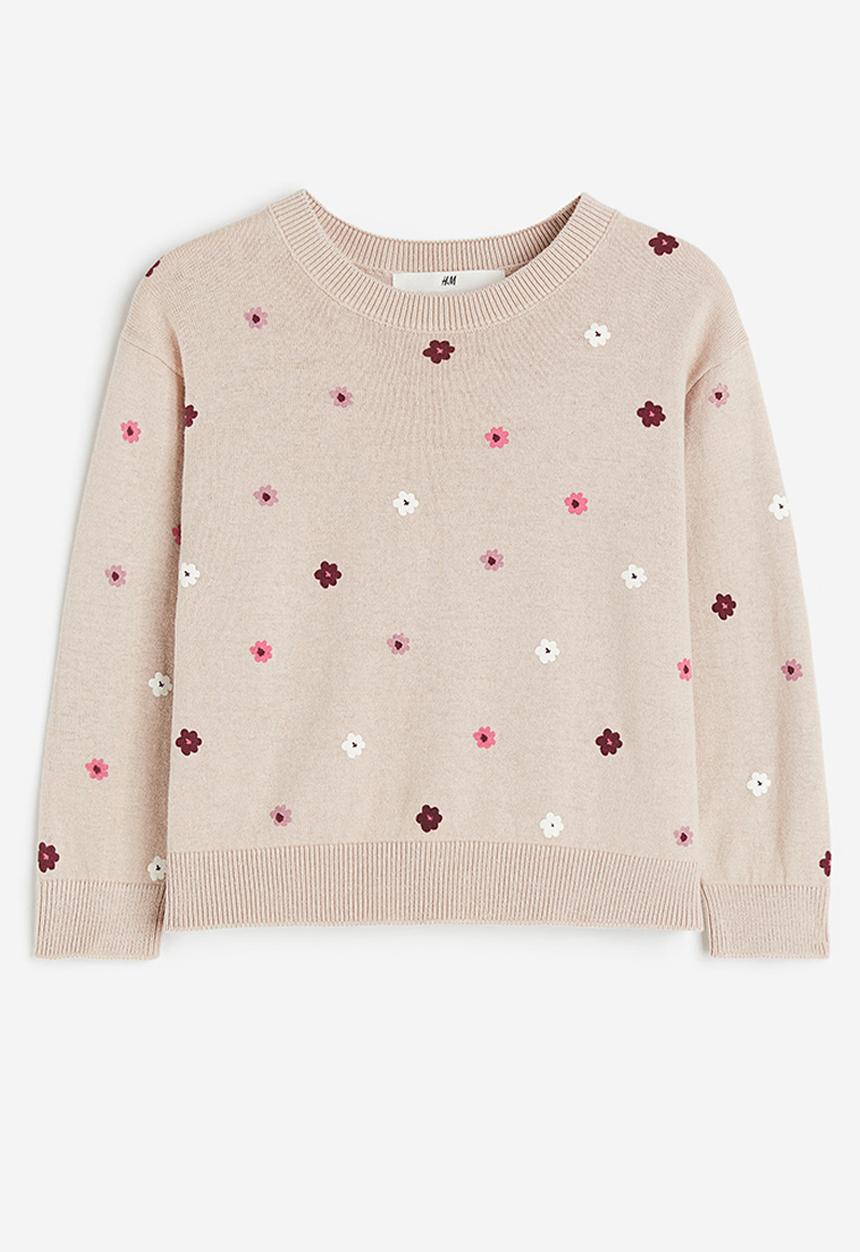 H&M - Fine-knit cotton jumper - beige multi