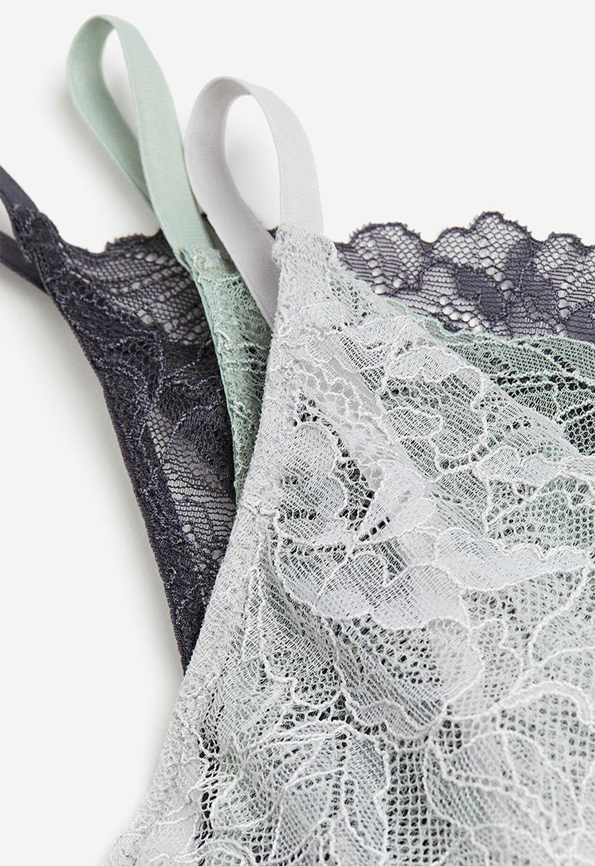H&M - 3-Pack lace thong briefs - multi