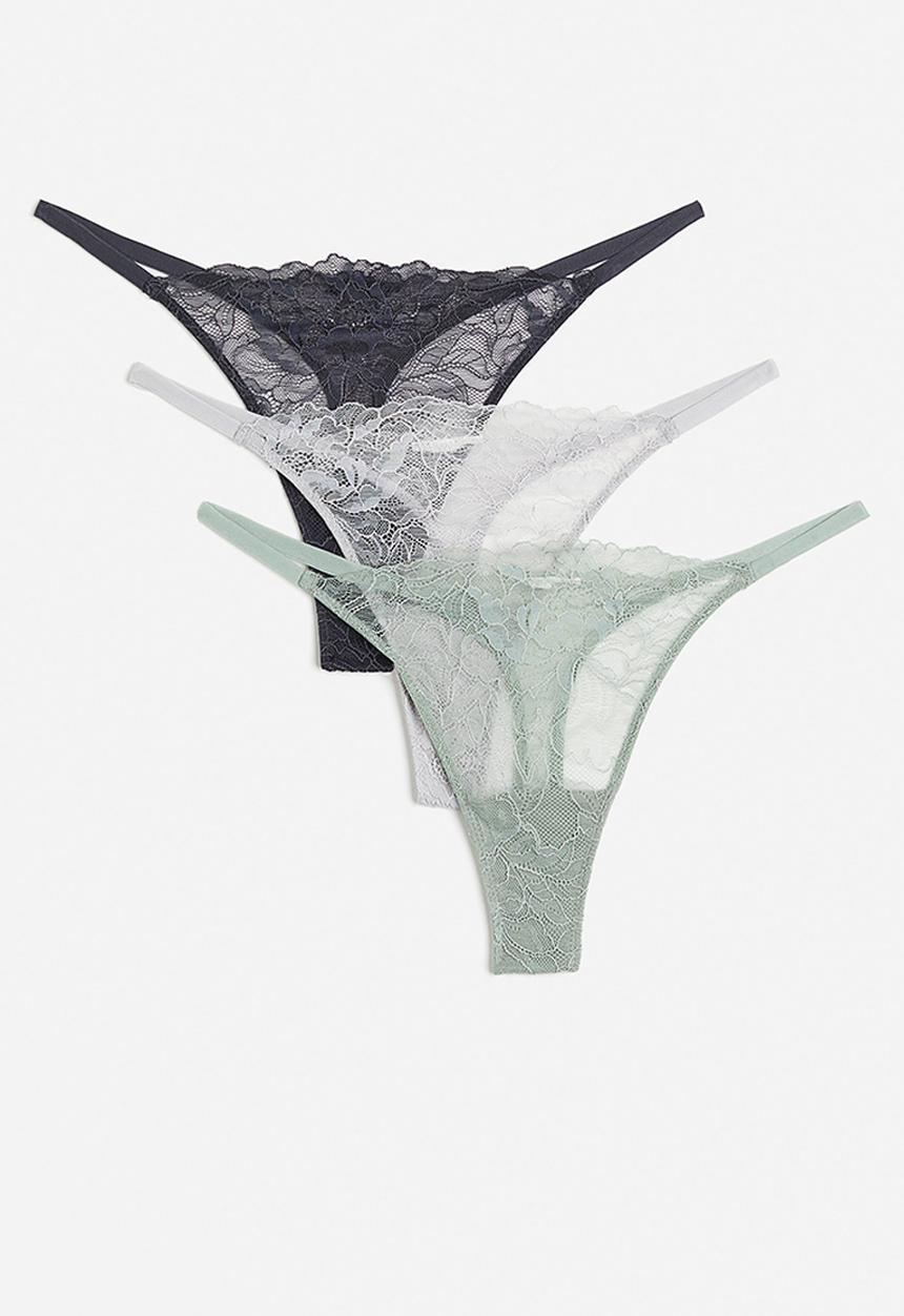 H&M - 3-Pack lace thong briefs - multi