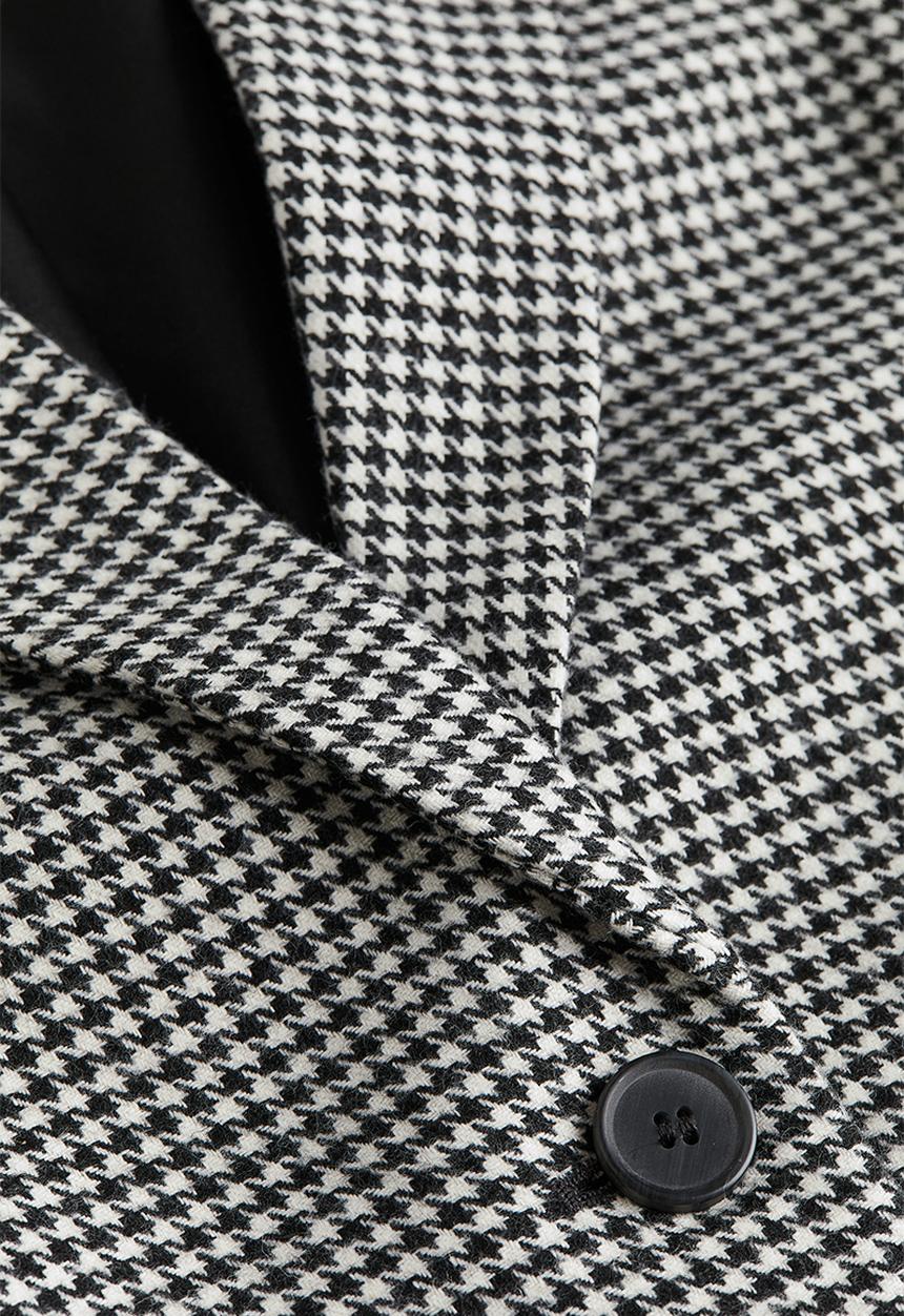 H&M - Oversized twill blazer - black dogtooth patterned