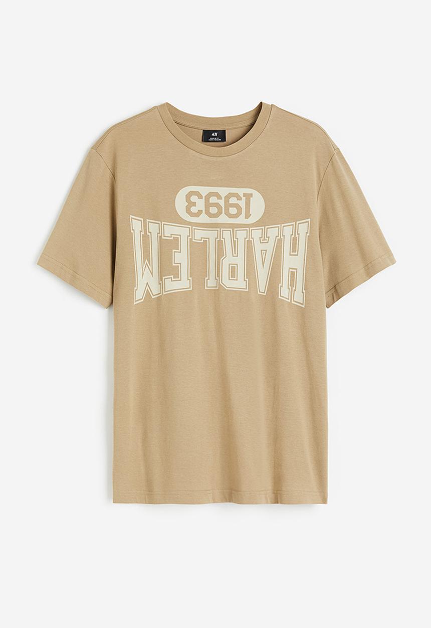H&M - Regular fit printed T-shirt - Beige Harlem