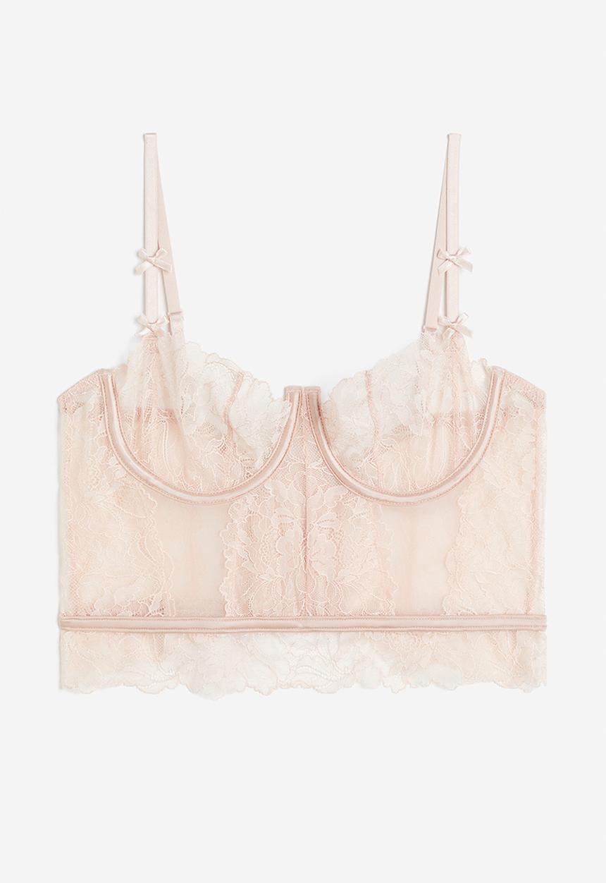 H&M - Non-padded lace bustier - light pink
