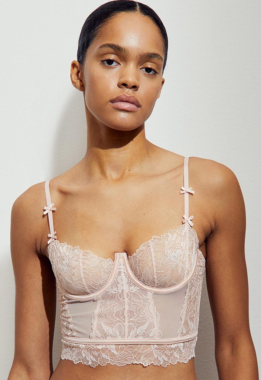 H&M - Non-padded lace bustier - light pink
