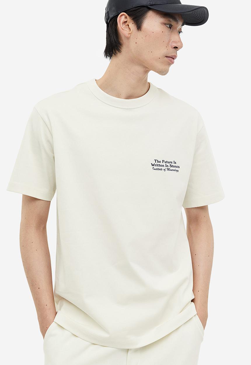 H&M - Coolmax® loose fit T-shirt - Cream Stones