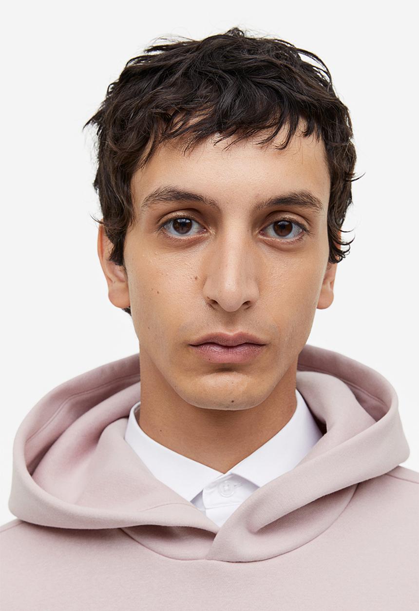 H&M - Loose fit printed hoodie - light pink 