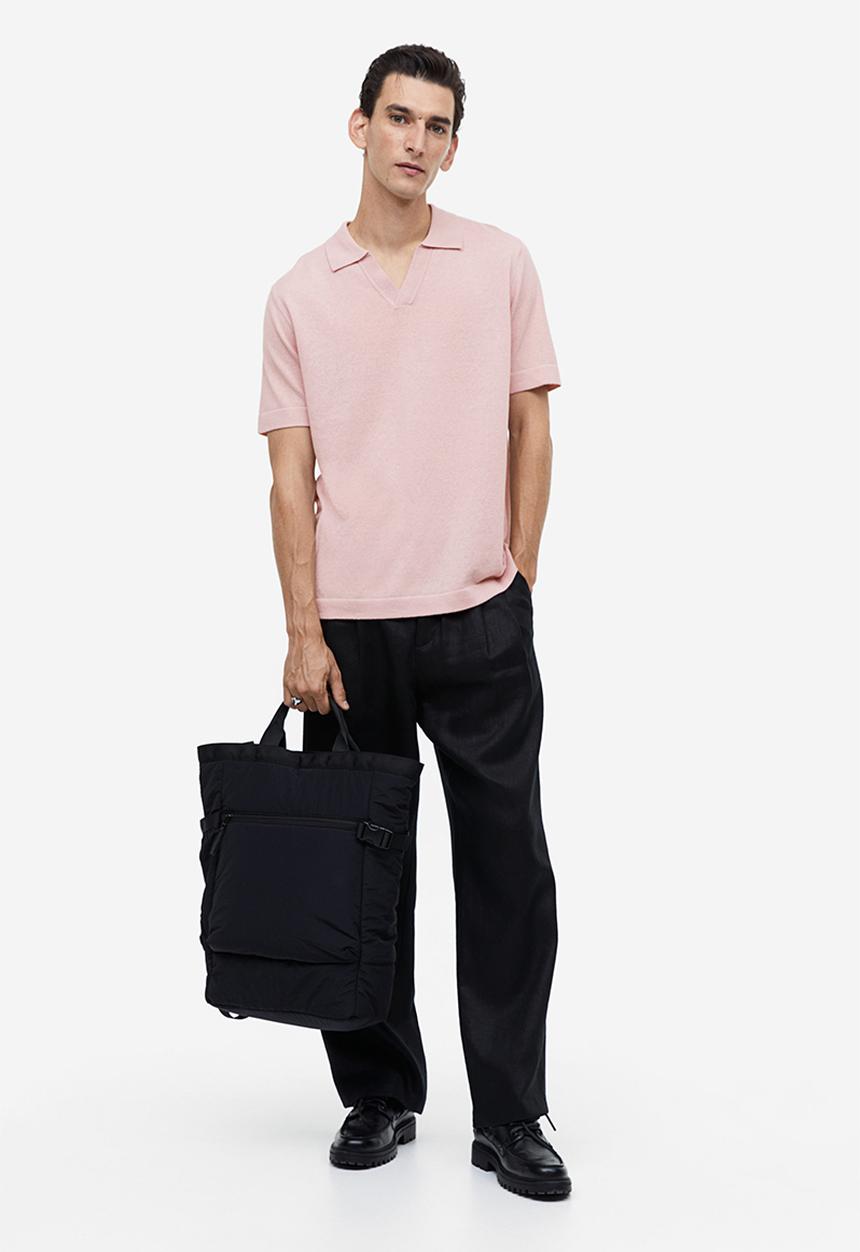 H&M - Regular fit linen-blend polo shirt - pink