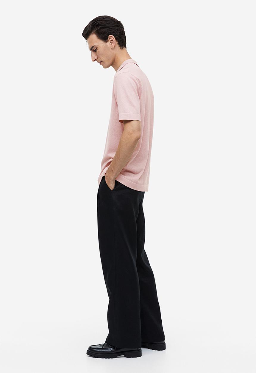 H&M - Regular fit linen-blend polo shirt - pink