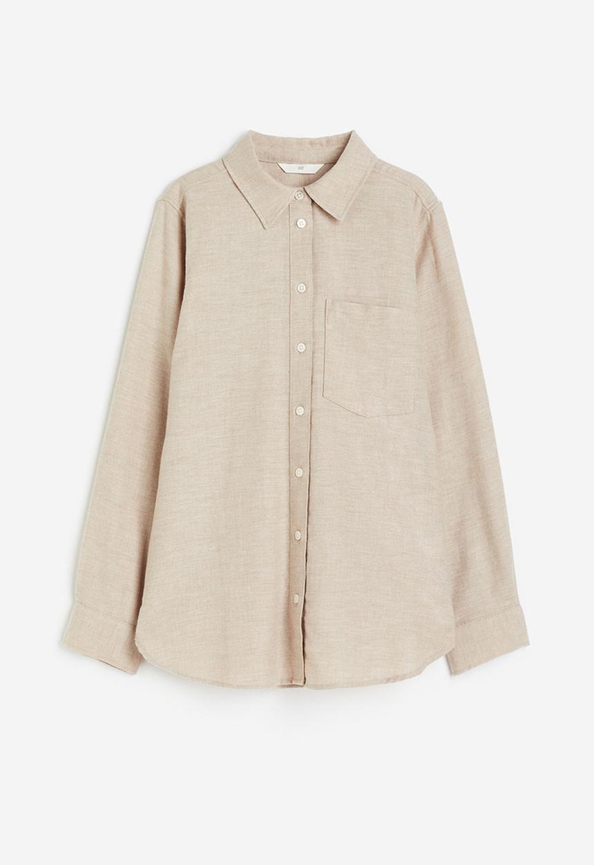 H&M - Cotton flannel shirt - beige