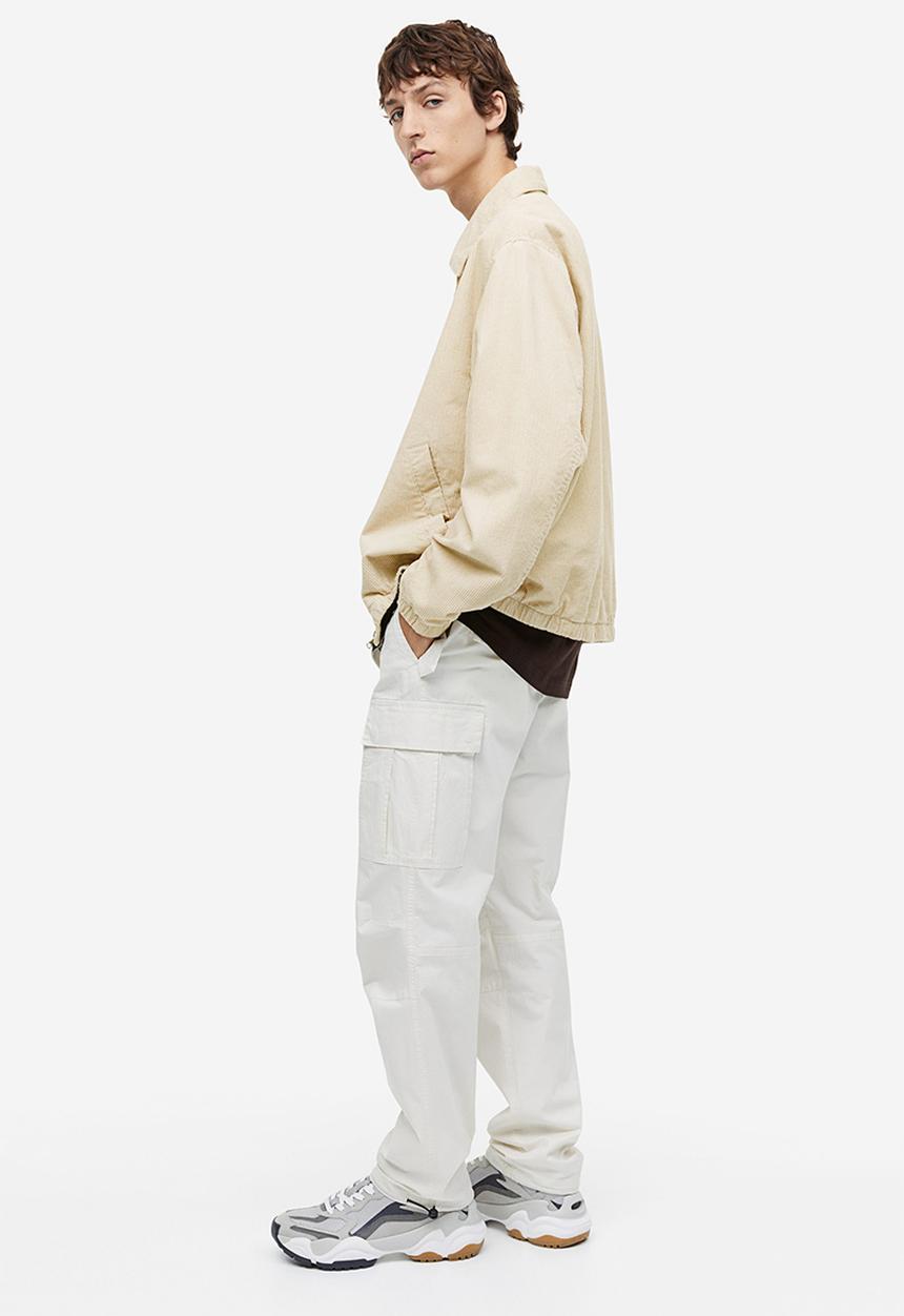 H&M - Loose fit corduroy jacket - light beige 
