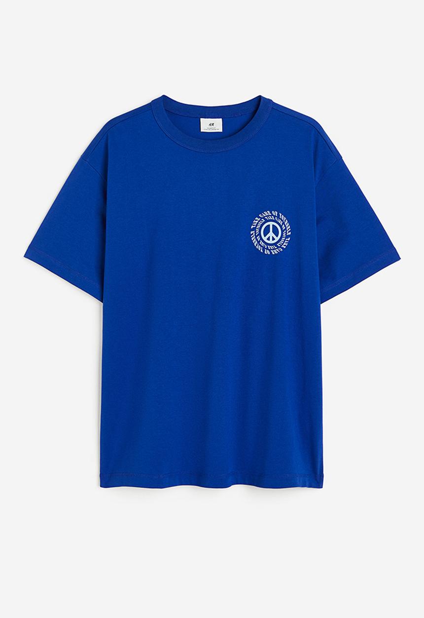 H&M - Coolmax® loose fit T-shirt - Blue Peace symbol