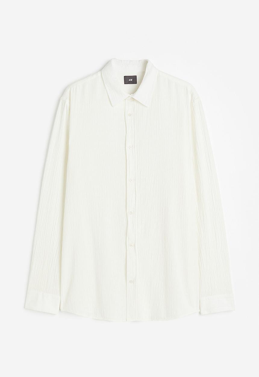 H&M - Regular fit crinkled shirt - cream