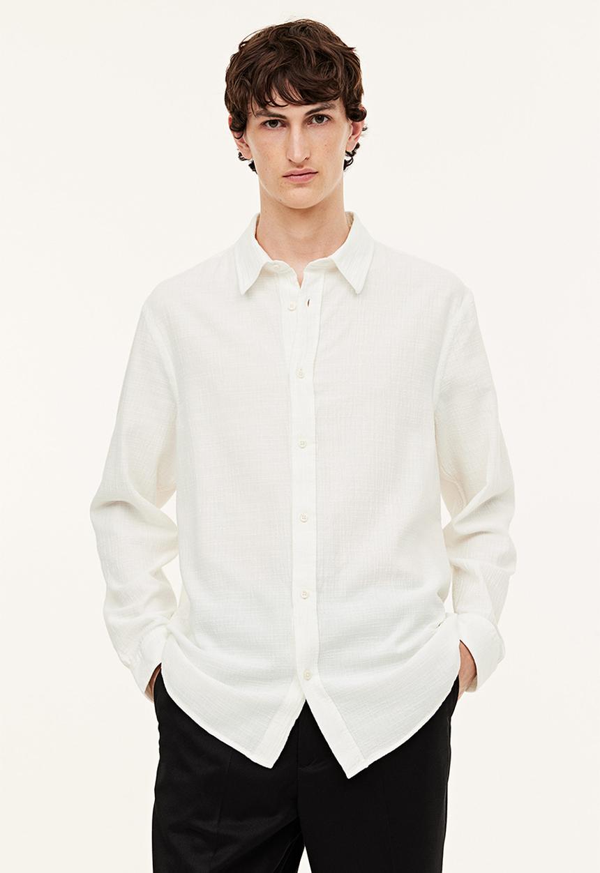 H&M - Regular fit crinkled shirt - cream