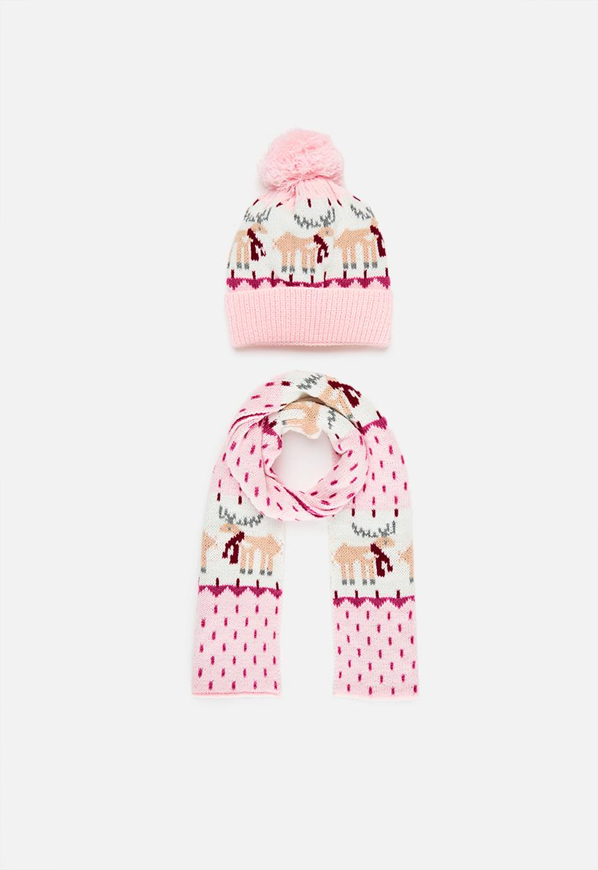 Pop Candy - Printed beanie and scarf set - multi