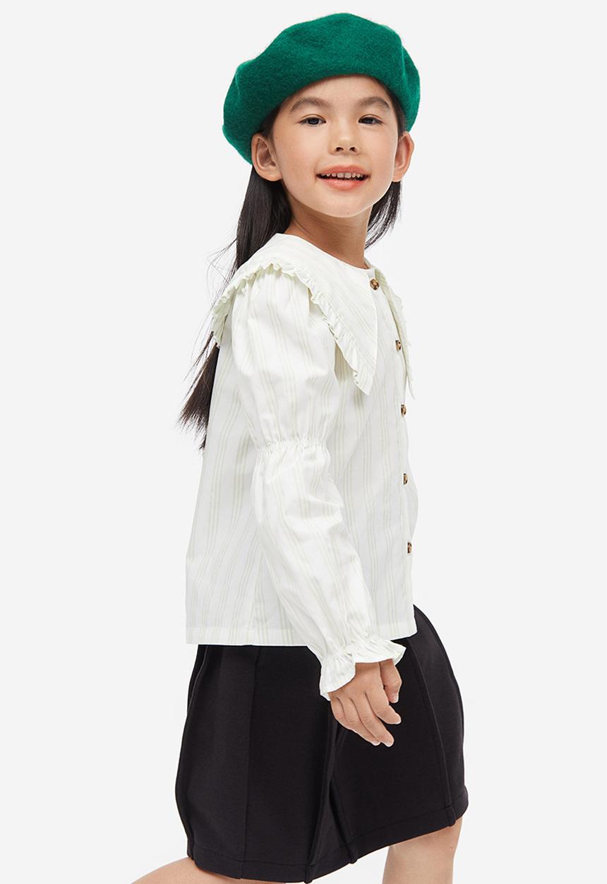 H&M - Collared poplin blouse - green