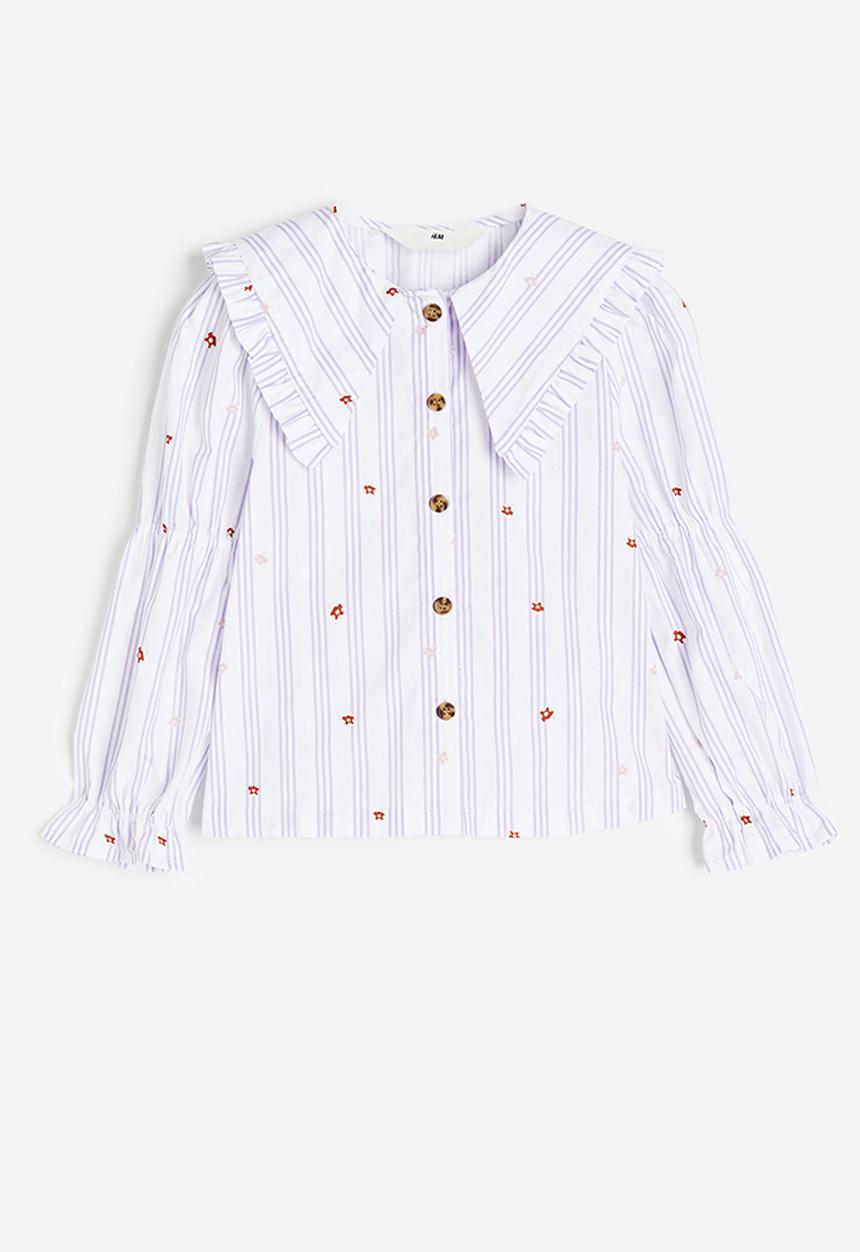 H&M - Collared poplin blouse - purple multi