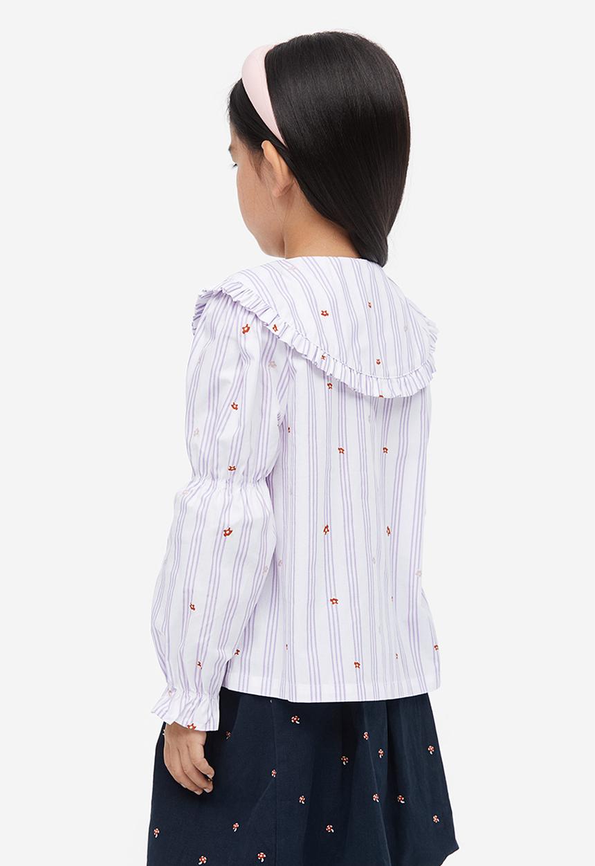 H&M - Collared poplin blouse - purple multi