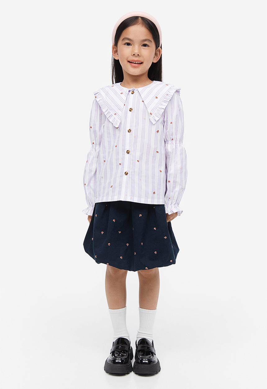 H&M - Collared poplin blouse - purple multi
