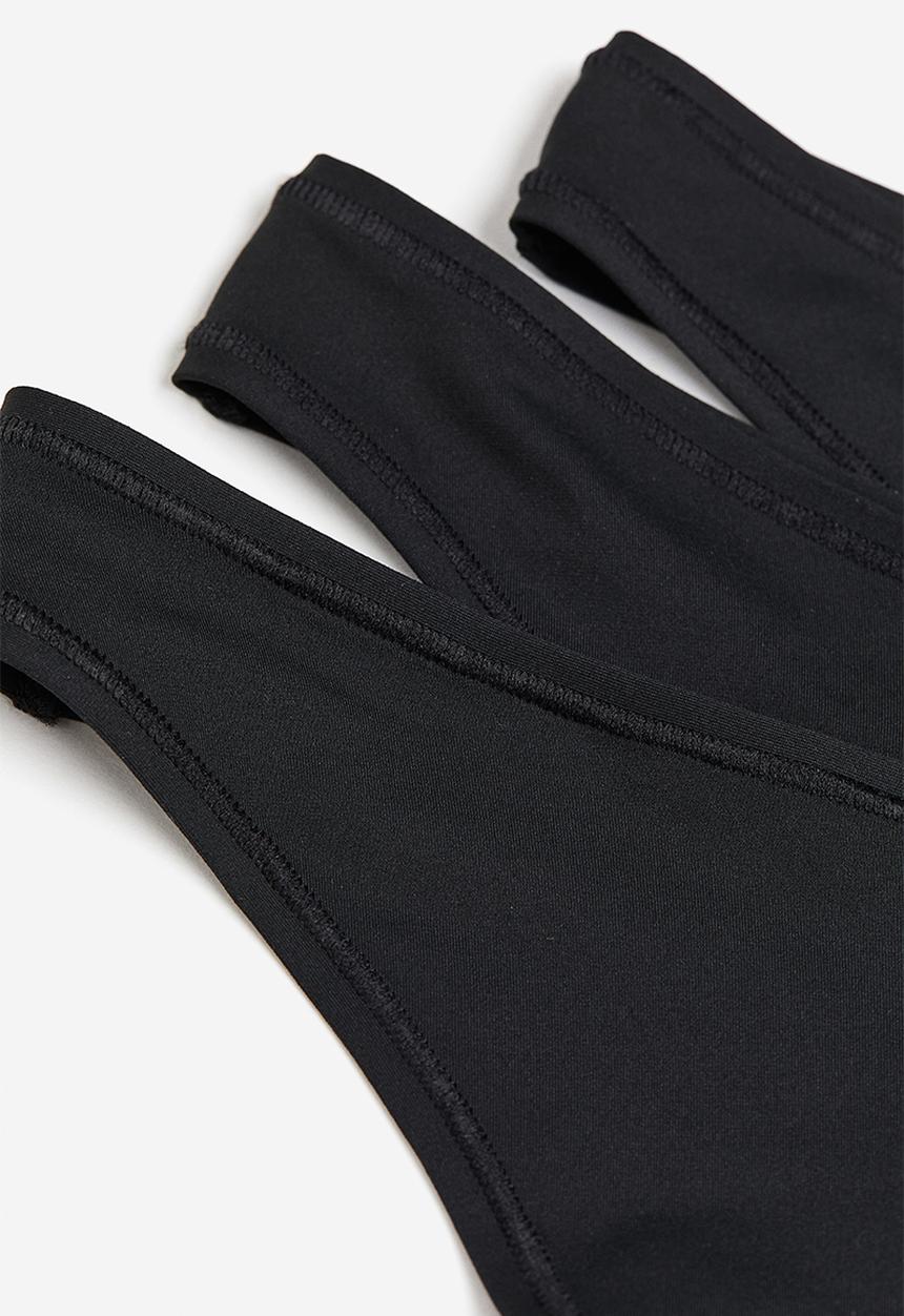 H&M - 3-pack microfibre thong briefs - black