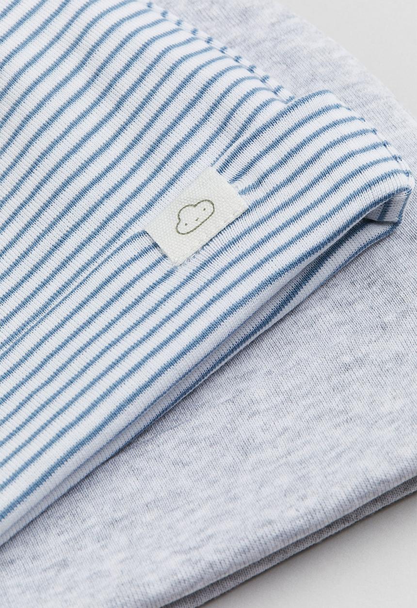 H&M - 2-pack cotton hats - light blue striped