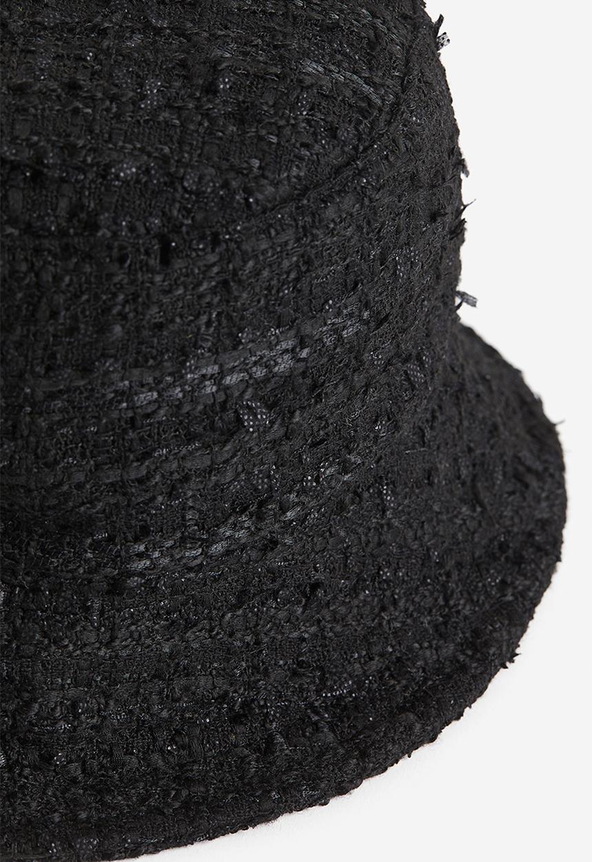 H&M - Textured-weave bucket hat - black