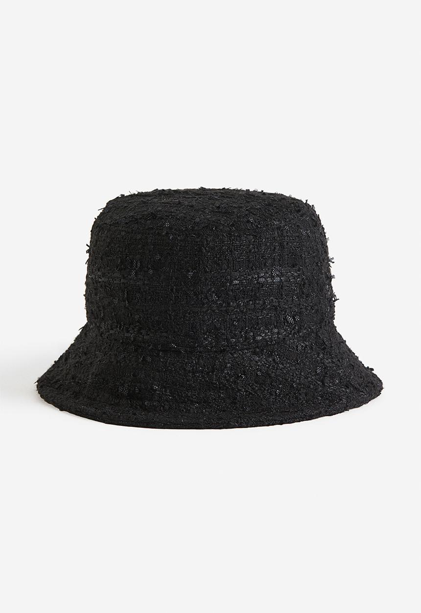 H&M - Textured-weave bucket hat - black
