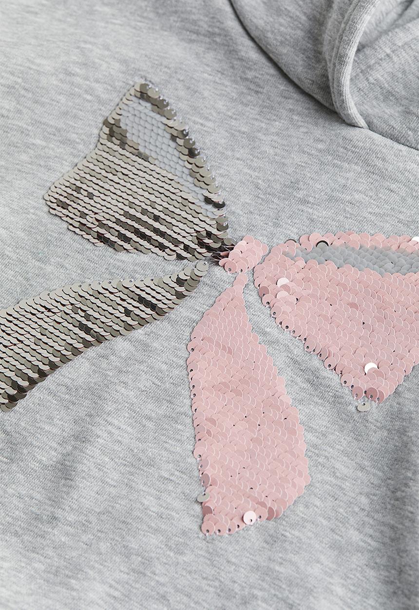 H&M - Printed hoodie - light grey bow