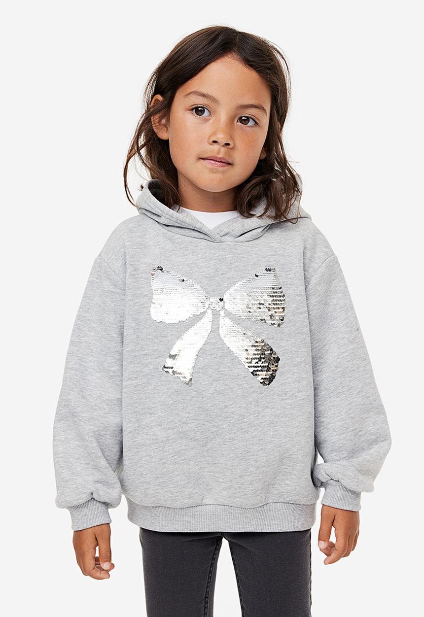 H&M - Printed hoodie - light grey bow
