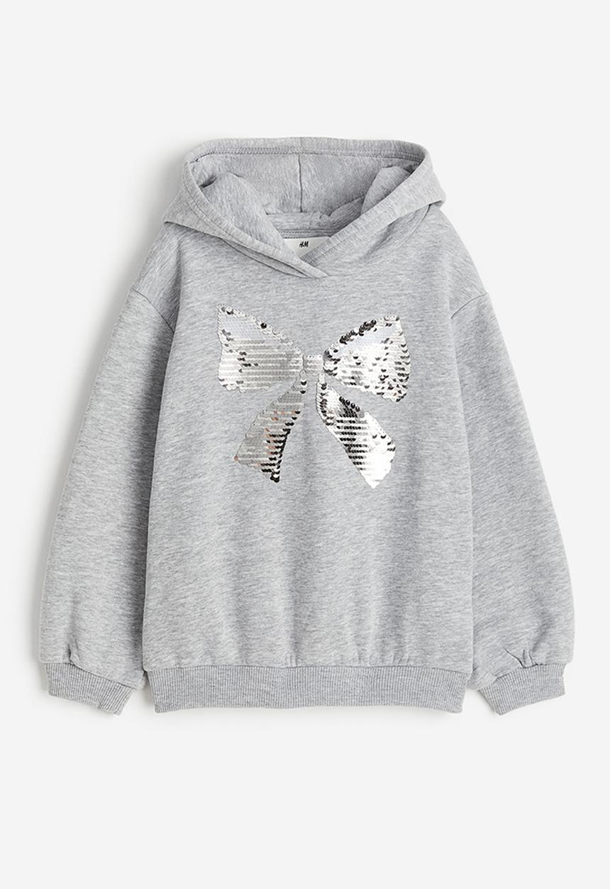 H&M - Printed hoodie - light grey bow