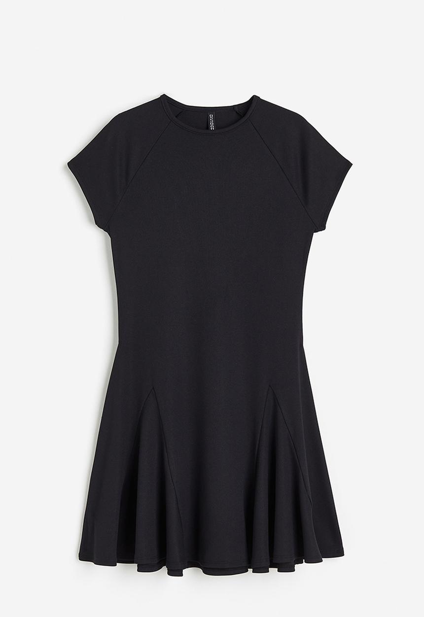 H&M - Godet-pleated jersey dress - black
