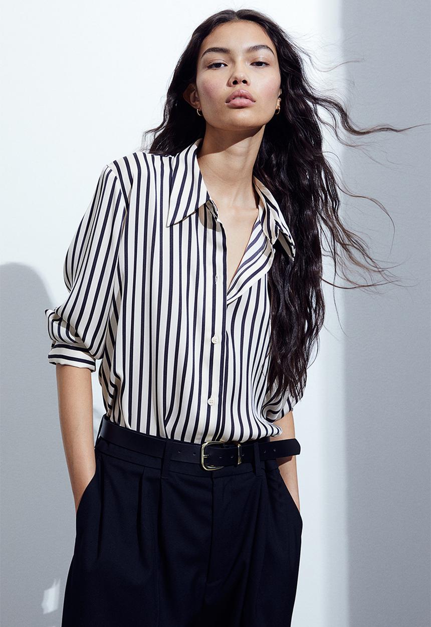 H&M - Pointed-collar shirt - beige