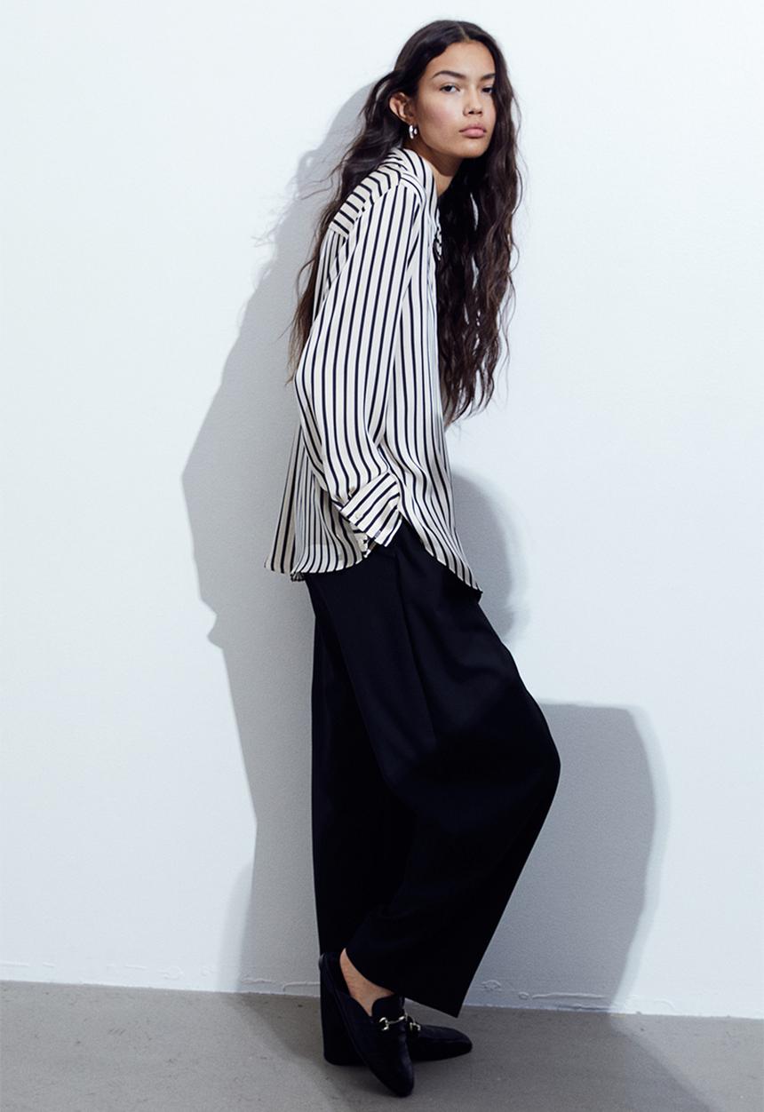 H&M - Pointed-collar shirt - beige