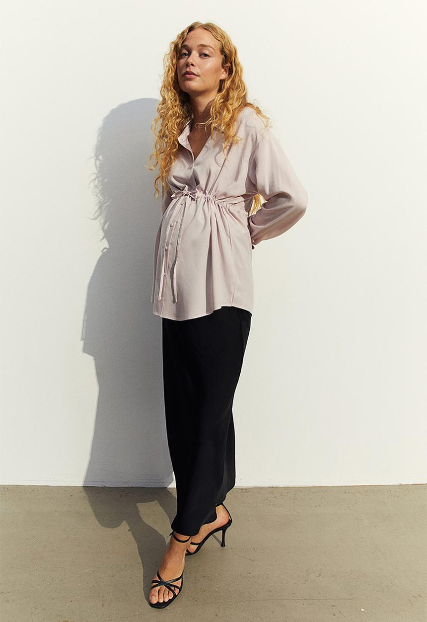 H&M - Mama tie-belt blouse - light pink