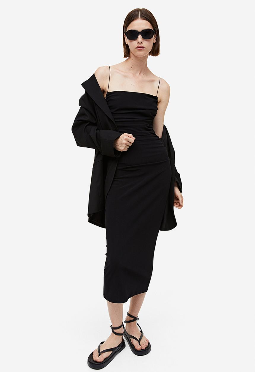 H&M - Draped bodycon dress - black