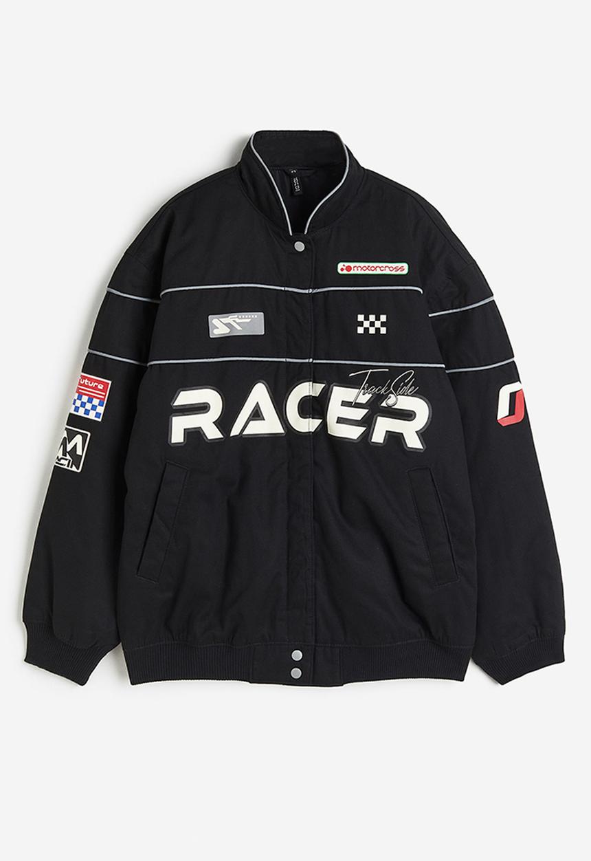 H&M - Printed racer jacket - black