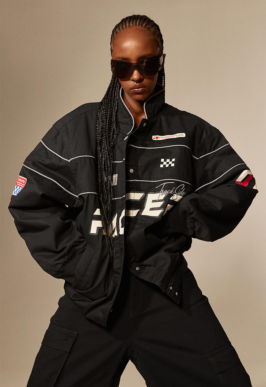 H&M - Printed racer jacket - black