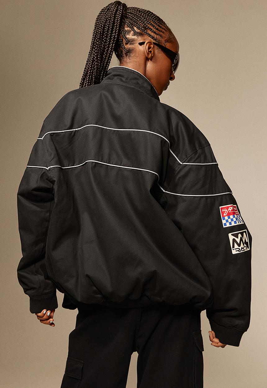 H&M - Printed racer jacket - black