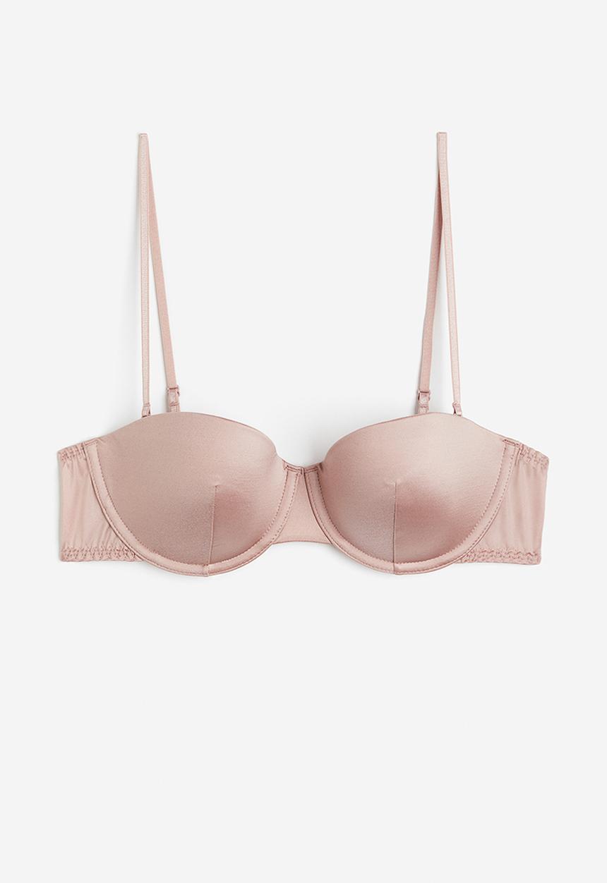 H&M - Satin padded balconette bra - light pink 