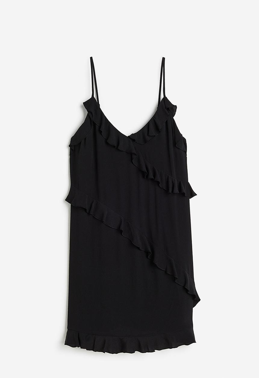 H&M - Flounce-trimmed crêpe dress - black